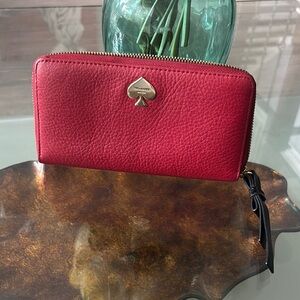 Kate Spade Red Pebbled Leather Wallet